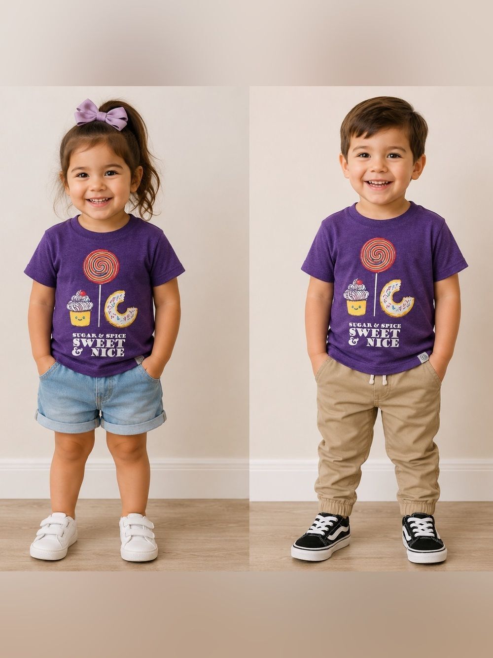 Wes & Willy Toddler Girl Sugar & Spice Donut Cupcake Lollipop Graphic T-Shirt 3T